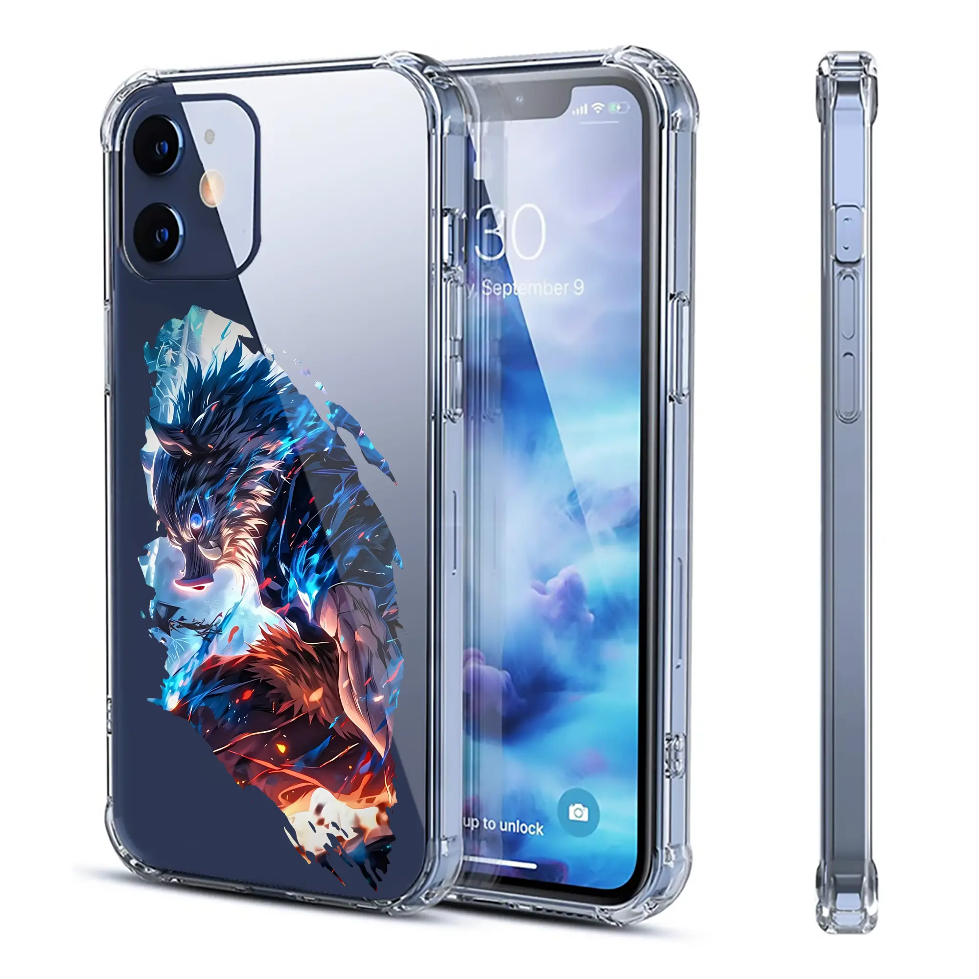 鬼滅の刃 グッズ,嘴平 伊之助 - IPhone 12シリーズ対応 ・ 透明スマホケース ・ クリアソフトケース ・ TPU素材 ・ 耐衝撃 ・ 高密着 ・ 防汚 防指紋 ・ 簡単着脱